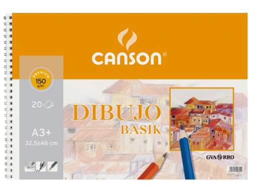 Canson Basik Bloc de Dibujo de 20 Hojas A3 150gr - Medidas 32.5x46cm - Color Blanco