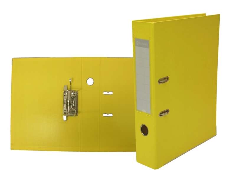 Bismark Archivador A-Z Formato Folio - PVC de Gran Resistencia - Tarjetero en el Lomo - Cartoneras Metalicas en el Borde Inferior - Mecanismo de Palanca - Color Amarillo