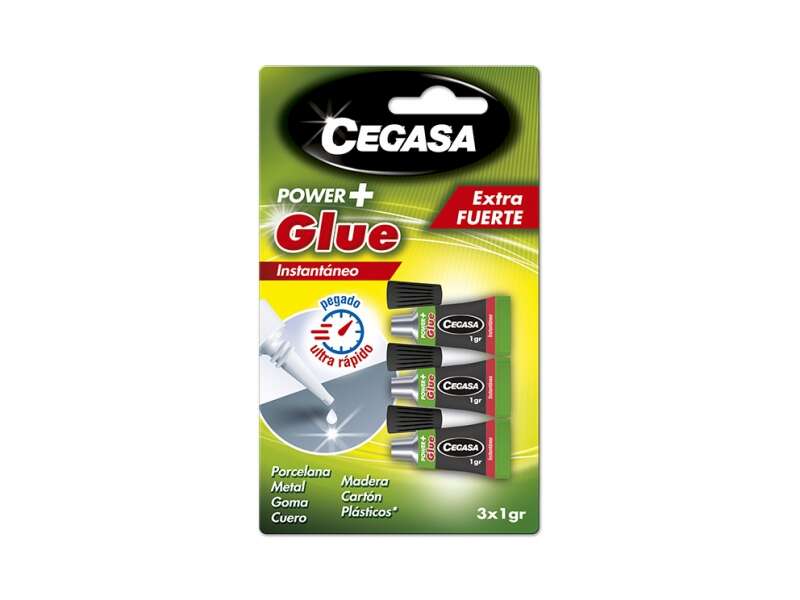 Cegasa Power Glue Pack de 3 Pegamentos Instantaneos 1gr - Color Transparente