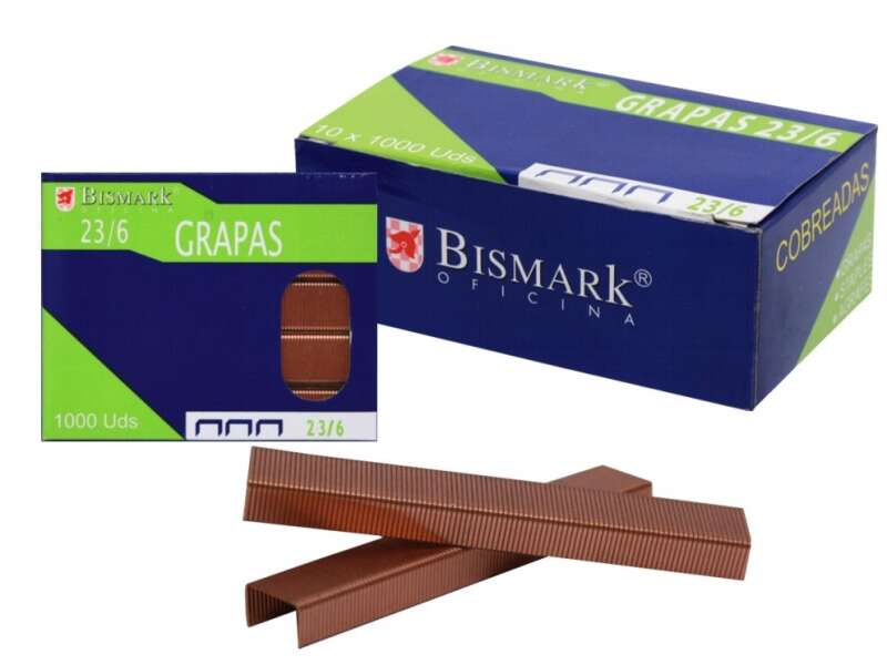 Bismark Caja de 10000 Grapas Cobreadas de Alambre de Alta Calidad - Color Cobre