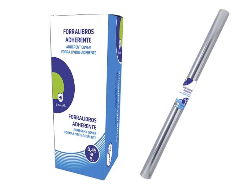 Bismark Forralibros Adherente PVC 5mx45cm - Forro de Plastico Adherente - Transparente