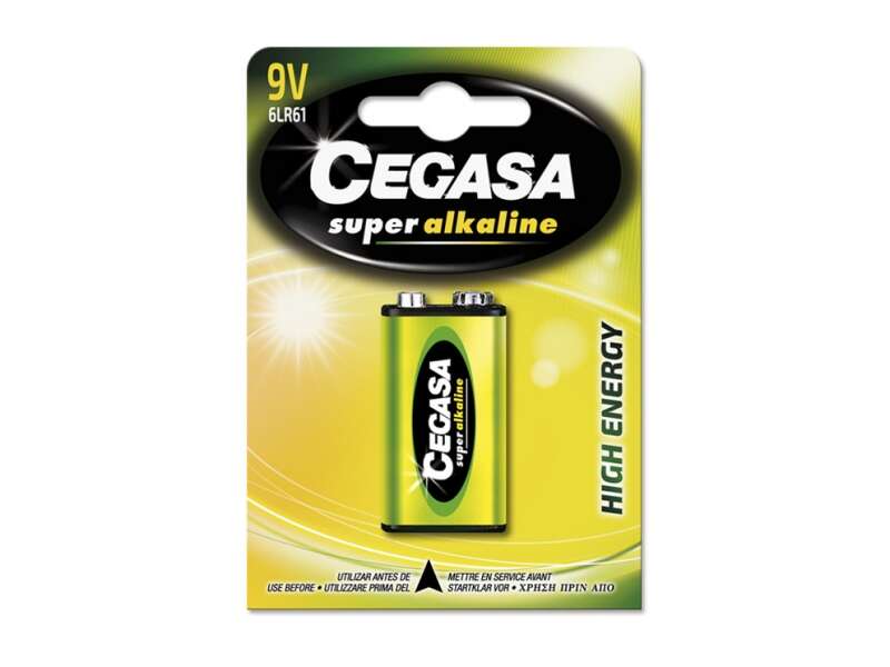 Cegasa Super Alkaline Pack de 1 Pila 6LR61 9V - Alta Tecnologia - Fiabilidad - Elevado Rendimiento - Maximas Prestaciones