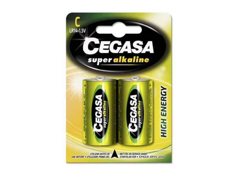 Cegasa Super Alcaline LR14 Pack 2 Pilas LR14 C 1.5V - Alta Tecnologia - Fiabilidad - Elevado Rendimiento - Maximas Prestaciones