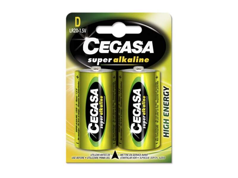 Cegasa Super Alcaline LR20 Pack 2 Pilas LR20 1.5V - Alta Tecnologia - Fiabilidad - Elevado Rendimiento