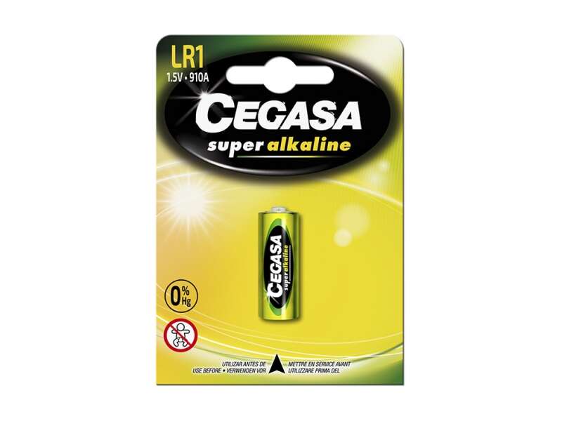 Cegasa Super Alkaline LR1 Pack de 1 Pila LR1 1.5V - Alta Tecnologia - Fiabilidad - Elevado Rendimiento - Maximas Prestaciones