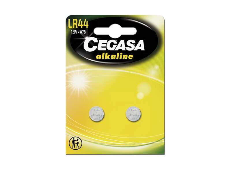 Cegasa LR44 Pack de 2 Pilas LR44 1.5V - Ideal para Mandos a Distancia, Juguetes y Termometros Digitales