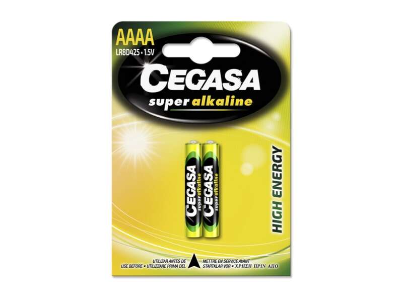 Cegasa Super Alkaline LR8D425 Pack de 2 Pilas AAAA - Alta Tecnologia - Fiabilidad - Elevado Rendimiento - Maximas Prestaciones