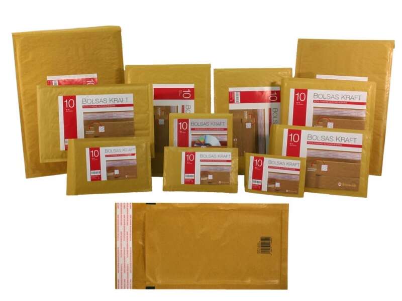 Bismark Bolsa Acolchada Kraft Nº20 350x470mm - Recubrimiento Interno de Laminas de Burbuja de Aire - Cierre Autoadhesivo - Ideal para Envios con Alta Proteccion