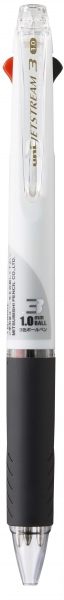 Uni-ball JetStream SXE3-400-10 Boligrafo Multiple - Punta de Bola 1mm - Tinta Resistente al Agua y Luz - Secado Instantaneo - Ideal para Zurdos - Color Blanco