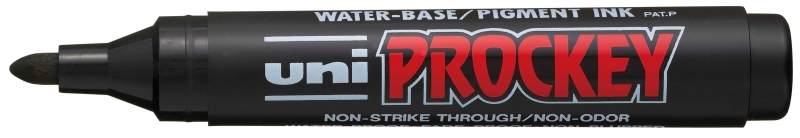 Uni-ball PM-122 Marcador de Tinta Pigmentada - Punta de Bala 1.2-1.8mm - Ideal para Pizarras de Papel - Tinta Inodora - Color Negro