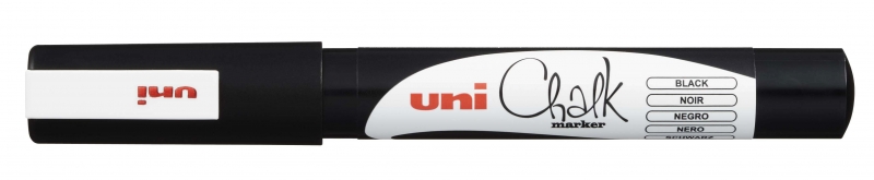 Uni-ball PWE-3MS Marcador de Tiza Liquida - Punta Conica 0.7mm - Borrado en Humedo - Resistente a la Lluvia - Color Negro