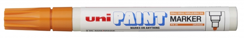 Uni-ball PX-20 Paint Marker - Marcador de Pintura - Punta Acrilica de Bala 2.2-2.8mm - Permanente en Todas las Superficies - Resistente a Luz y Agua - Color Naranja