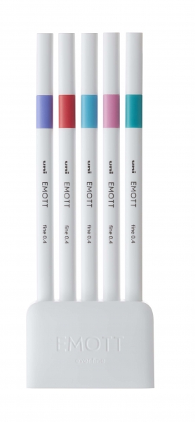 Uni-ball PEM-SY Set Nº5 Emott Candy Pop Colors Pack de 5 Rotuladores de Linea Fina - Punta 0.4mm - Tinta a Base de Agua - Diseño Innovador - Ancho de Linea Constante - Colores Surtidos