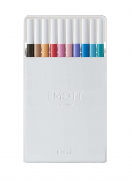 Uni-ball PEM-SY Set Nº2 Emott Pastel Colors Pack de 10 Rotuladores de Linea Fina - Punta 0.4mm - Tinta a Base de Agua - Diseño Innovador - Ancho de Linea Constante - Colores Surtidos