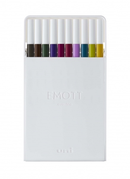 Uni-ball PEM-SY Set Nº3 Emott Calm-Tone Dark Pack de 10 Rotuladores de Linea Fina - Punta 0.4mm - Tinta a Base de Agua - Diseño Innovador - Ancho de Linea Constante - Colores Surtidos