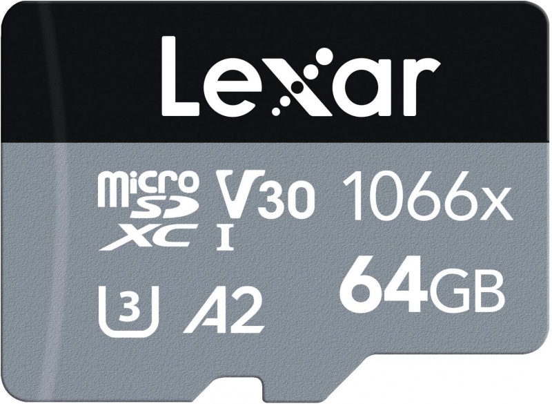 Lexar Professional 1066x Tarjeta de Memoria microSDXC UHS-I SILVER Series 64GB - Velocidades de Lectura hasta 160MB/s - Escritura hasta 70MB/s - Color Gris