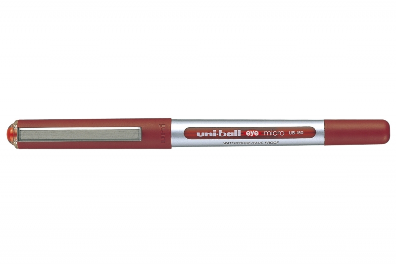 Uni-ball Eye Micro UB-150 Boligrafo de Tinta Liquida - Punta de Bola 0.5mm - Tinta Resistente al Agua y Luz - Sistema de Control de Tinta - Ventana de Nivel de Tinta - Color Rojo