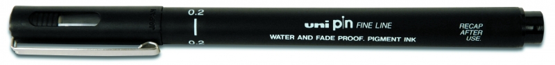 Uni-ball PIN02-200(S) Rotulador Calibrado - Punta Poliacetal 0.2mm - Tinta Pigmentada Resistente al Agua y Luz - Ideal para Dibujo Profesional y Escritura - Color Negro