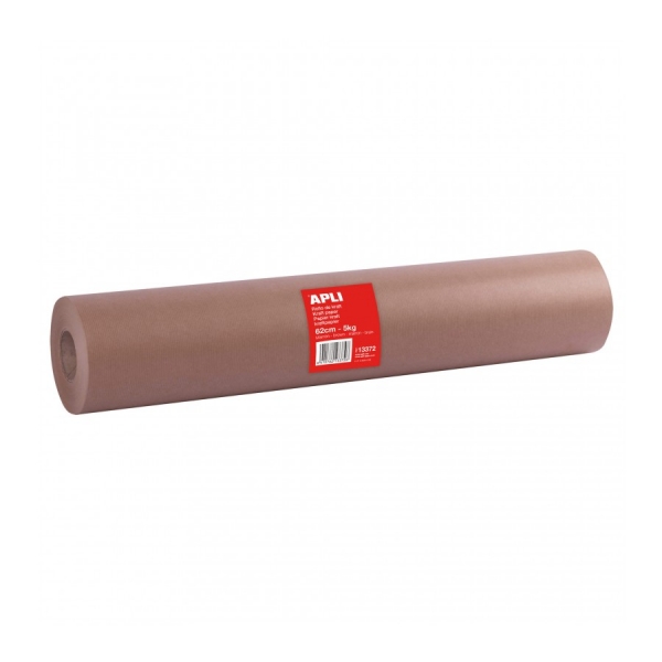 Apli Bobina de Papel Kraft - 80gr - Ideal para Dispensadores - Envoltorios - Uso en Fabricas y Almacenes - Color Marron