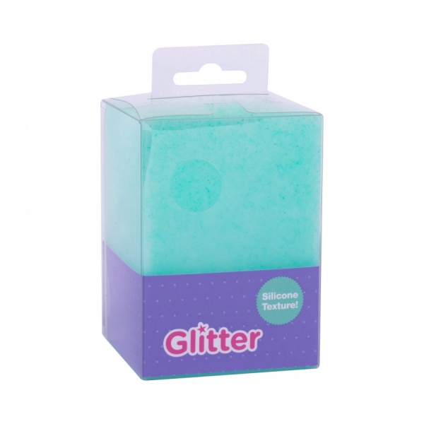 Apli Cubilete de Silicona Portalapices Glitter Collection - Tacto Suave - Resistente y Flexible - Facil de Limpiar - Versatil para Lapices y Cosmeticos - Color Turquesa Purpurina