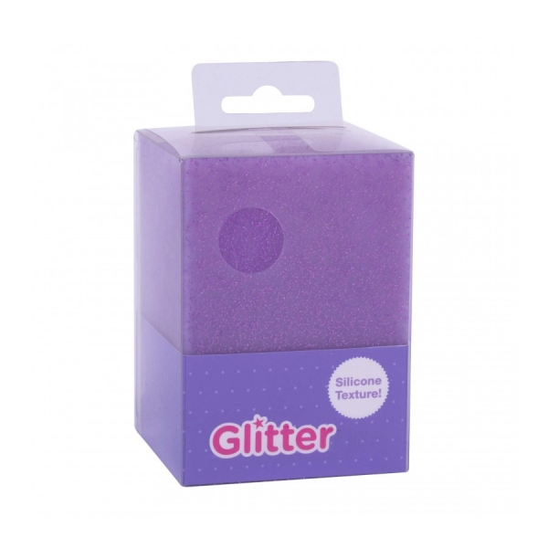 Apli Cubilete de Silicona Portalapices Glitter Collection - Tacto Suave - Resistente y Flexible - Facil de Limpiar - Versatil para Lapices y Cosmeticos - Color Lila Purpurina