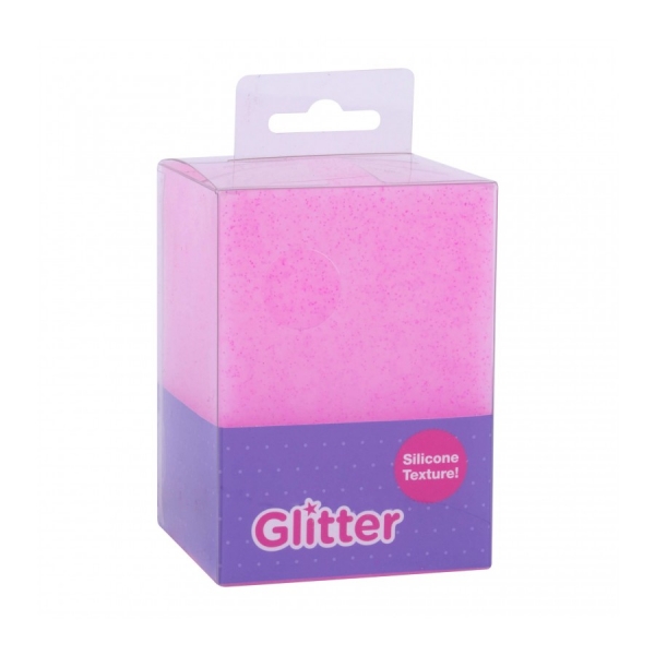 Apli Cubilete de Silicona Portalapices Glitter Collection - Tacto Suave - Resistente y Flexible - Facil de Limpiar - Versatil para Lapices y Cosmeticos - Color Fucsia Purpurina