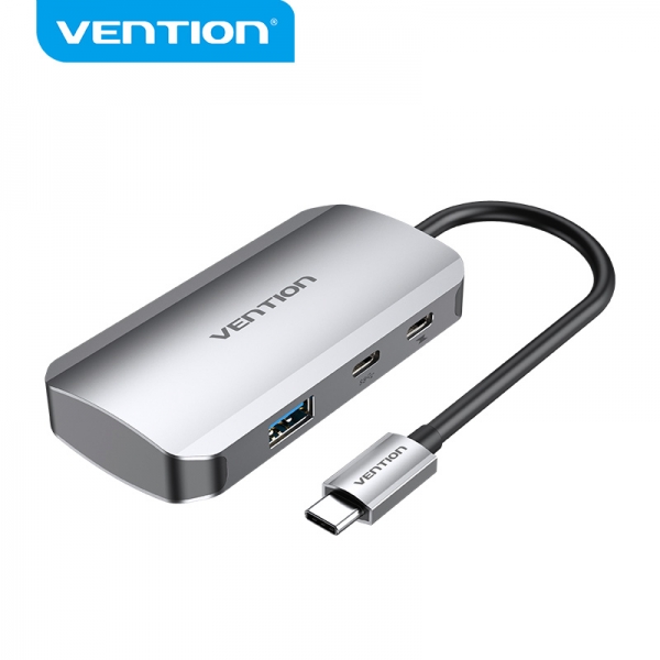 Vention HUB 5 en 1 USB-C a 3xUSB3.0/USB-C Gen1/PD100W - 0.15m - Color Gris