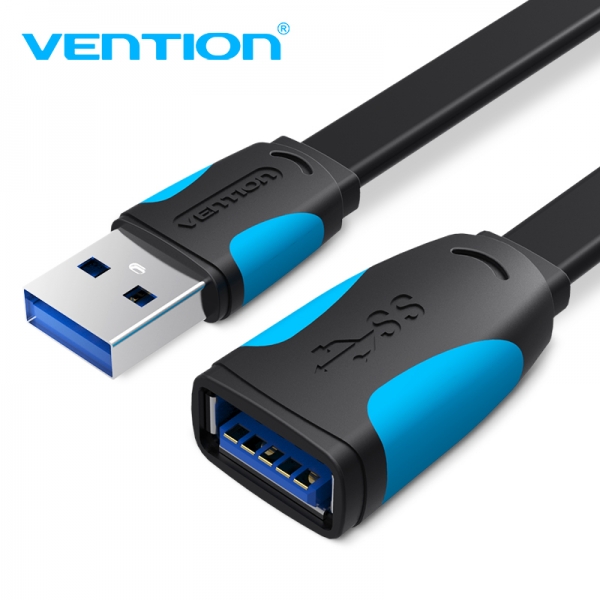 Vention Cable Alargador plano USB 3.0 Macho a USB Hembra - 1.5m - Color Negro y Azul