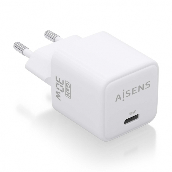 Aisens Cargador Gan USB-C 30W: Eficiencia Energetica y Seguridad - Tecnologia AI - Multiples Protocolos de Carga - Proteccion contra Sobrecarga y Cortocircuito - Compatible con Dispositivos USB-C