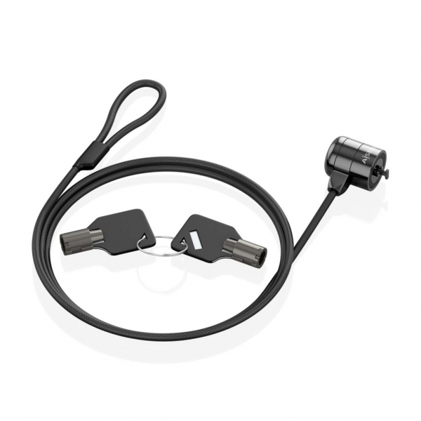 Aisens Cable de Seguridad de Acero con Cerradura de Llave - Compatible con Kensington Lock - para Ordenador, Monitor y Portatil - Color Negro