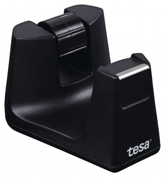 Tesa Smart Easy Cut Portarrollos de Sobremesa - Para Utilizar con una Mano - Cuchilla de Sierra - Ocupa muy poco Espacio - Color Negro