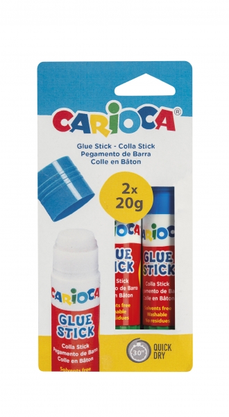 Carioca Pack de 2 Pegamentos de Barra - Ideal para Casa, Colegio y Oficina - Pega Papel, Fotos y Tejidos - sin Disolventes - Color Varios