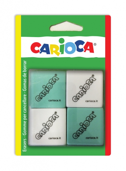 Carioca Pack de 4 Gomas Cuadradas - Color Varios