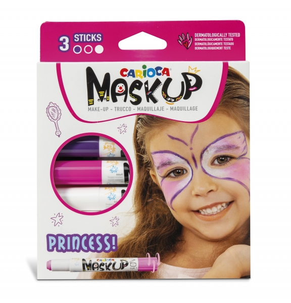 Carioca Mask Up Pack de 3 Colores para la Piel Princess - Colores Brillantes - Lavables - Base Agua - Incluye Dos Tutoriales Paso a Paso - Color Varios