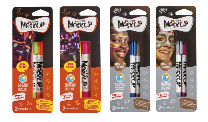 Pack Carioca Mask Up Metallic 2 Unidades - Colores para la Piel en Stick Metalicos - Colores Brillantes - Lavables - Base Agua - Se Pueden Mezclar - Color Varios