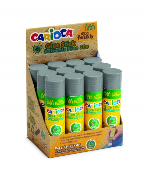 Carioca Eco Family Pack de 2 Pegamentos de Barra - Ideal para Casa, Colegio y Oficina - Pega Papel, Fotos y Tejidos - sin Disolventes - Color Varios