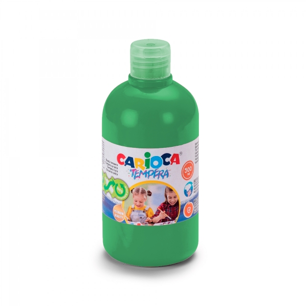 Carioca Botella Tempera - 500ml - Colores Superlavables - Faciles de Mezclar - Aplicable en Materiales Porosos - Alta Opacidad - Color Verde