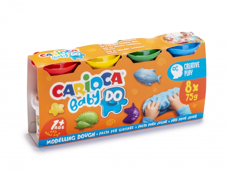 Carioca Baby Do Pack de 8 Pastas de Modelar - Super Ligera - Elastica - Maleable - Ideal para Primeras Experiencias Tactiles - Se Seca al Aire - Color Varios