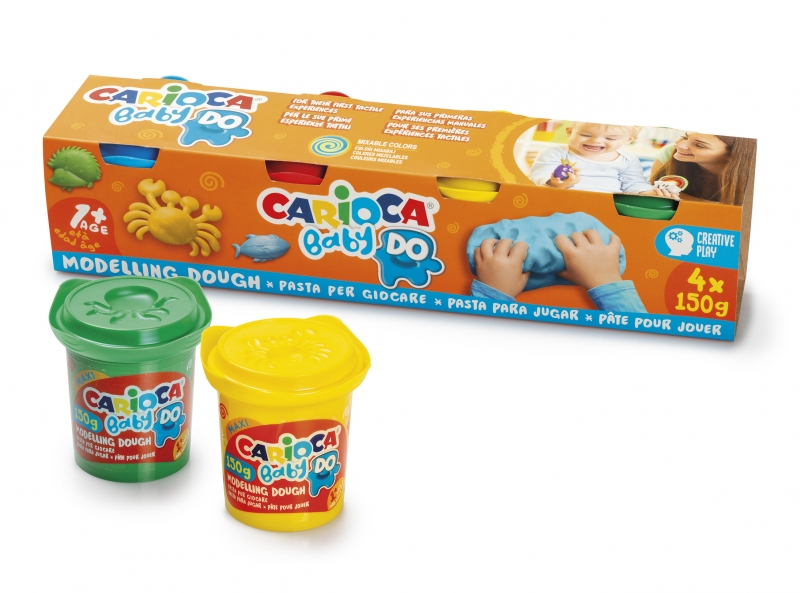 Pack Carioca Baby Do Pasta de Modelar +1 4X150ml - Super Ligera - Elastica y Maleable - Ideal para Primeras Experiencias Tactiles - Se Seca al Aire - Color Varios