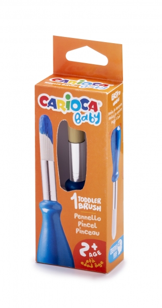 Carioca Baby Pack de 1 Pincel Ergonomico - Cerdas Suaves y Duraderas - Facil de Agarrar - Perfecto para Colorear Grandes Superficies - Color Varios