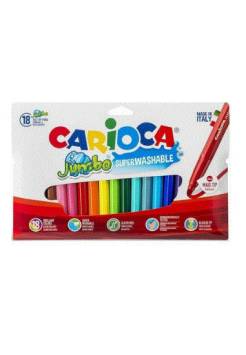 Carioca Jumbo Pack de 18 Rotuladores - Punta 6mm - Superlavable - Colores Surtidos