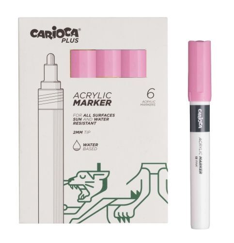 Carioca Plus Pack de 6 Marcadores Acrilicos - Punta 2mm - Color Rosado