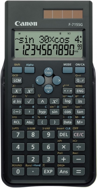 Canon F-715SG Calculadora Cientifica con Pantalla LCD 2 Lineas 16 Digitos - Calculo Interno de hasta 16 Digitos - 250 Funciones y Caracteristicas - Carcasa de Proteccion - Alimentacion Solar y Pilas - Color Negro