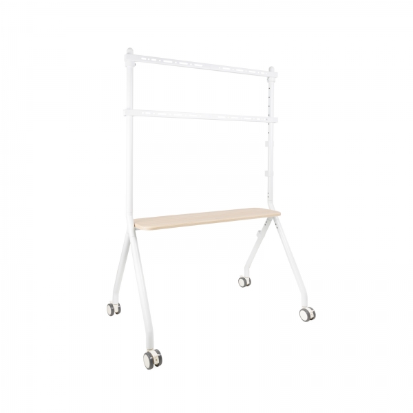 Tooq iLove Soporte de Suelo con Ruedas para Pantallas de 49-80" - Bandeja Inferior Multiusos - Ruedas con Sistema de Bloqueo - Gestion de Cables - Peso Max 50kg - VESA Max 600x400 - Color Blanco