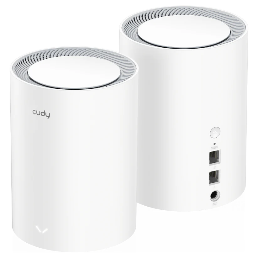 Cudy AX3000 Pack de 2 Sistemas WiFi 6 Mesh AX3000 2.5G Dual Band - Admite Ancho de Banda de 20/40/80/160MHz - 1x Puerto LAN 10/100/1000Mbps, 1x Puerto WAN 2.5Gbps - 5 Antenas Internas