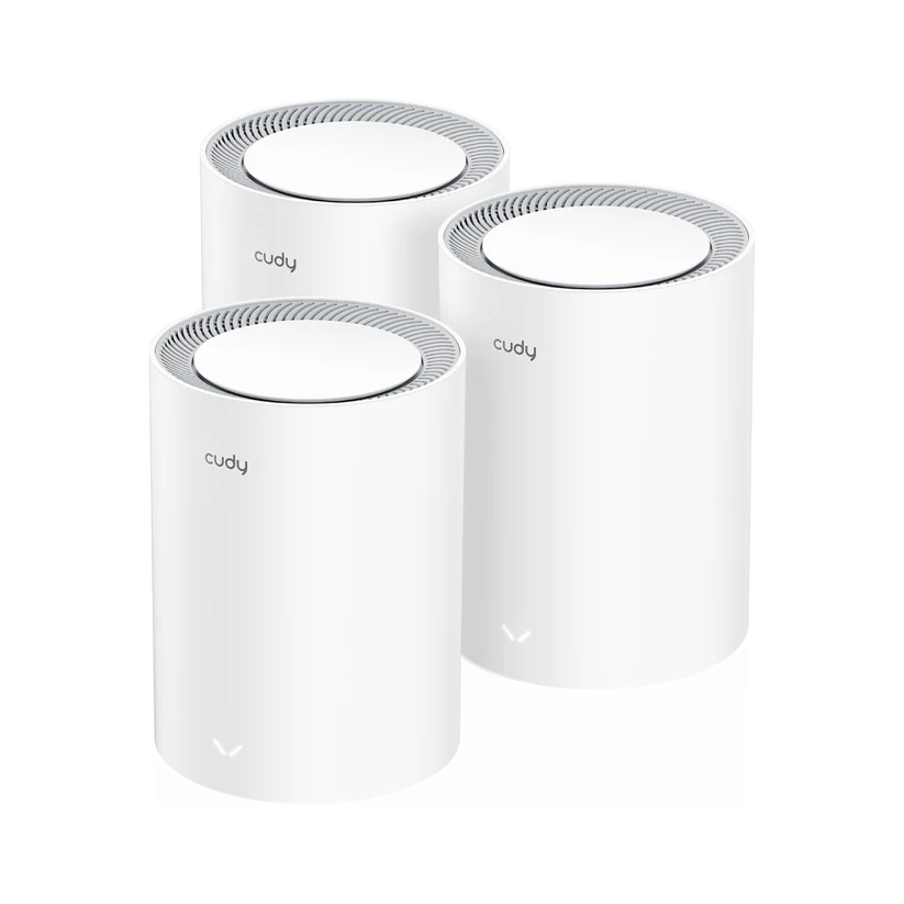 Cudy AX3000 Pack de 3 Sistemas WiFi 6 Mesh AX3000 2.5G Dual Band - Admite Ancho de Banda de 20/40/80/160MHz - 1x Puerto LAN 10/100/1000Mbps, 1x Puerto WAN 2.5Gbps - 5 Antenas Internas