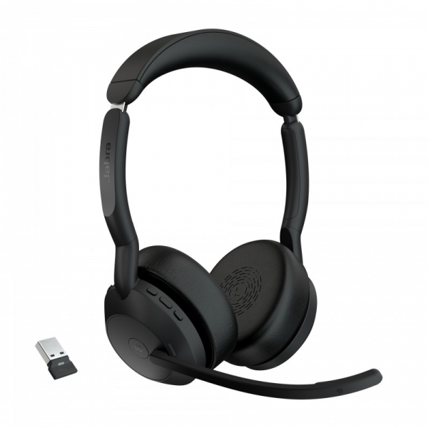 Jabra Evolve2 55 MS Stereo Auriculares con Microfono Bluetooth - Cancelacion de Ruido - Autonomia hasta 18h - Diadema Ajustable - Controles en Auricular - Color Negro