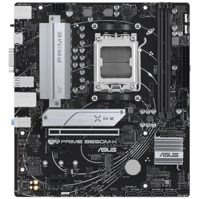 Asus Prime B650M-K Placa Base AMD AM5 2x DDR5 - HDMI, M.2, PCIe 4.0, 4x Sata III, USB 2.0, 3.2, RJ-45, VGA, Factor MicroATX