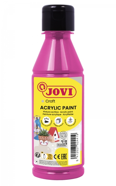 Jovi Jovidecor Acryl Pintura Acrilica Satinada - Alto Poder Cubriente - Facil Aplicacion - Multiusos - Resistente al Agua y Jabon - Color Rosa
