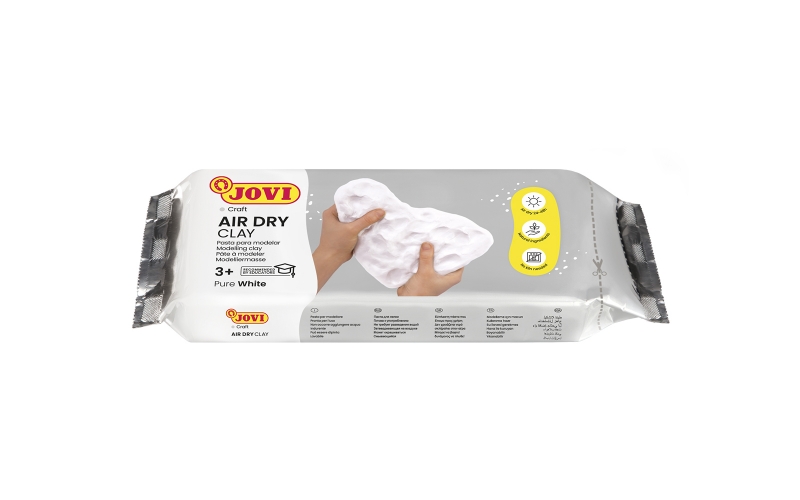 Jovi Air Dry Pasta para Modelar 250gr - Endurecible al Aire - Tacto Fresco - Facil de Moldear - Multi-Superficie - Secado en 24H - Acabado Fino - Color Blanco